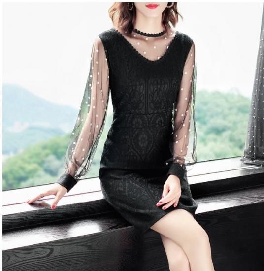 韓国ワンピース 韓国ドレス 大人可愛いドットシースルーのブラックドレス 韓国 ワンピース ドレス 通販レディースmarron マロン 韓国ワンピース 韓国ドレス 大人可愛いドットシースルーのブラックドレス 韓国 ワンピース ドレス 通販レディースmarron マロン