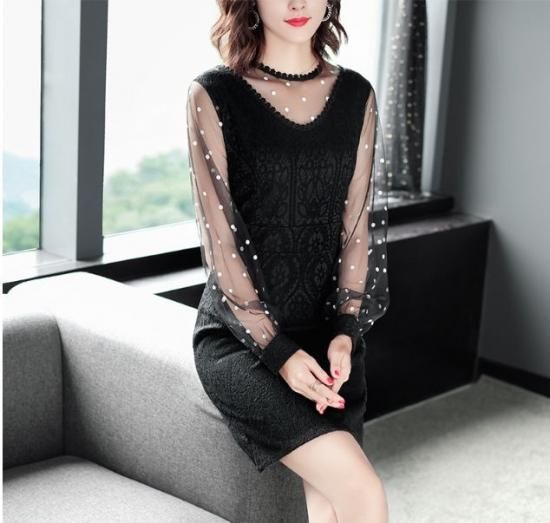 韓国ワンピース 韓国ドレス 大人可愛いドットシースルーのブラックドレス 韓国 ワンピース ドレス 通販レディースmarron マロン 韓国ワンピース 韓国ドレス 大人可愛いドットシースルーのブラックドレス 韓国 ワンピース ドレス 通販レディースmarron マロン