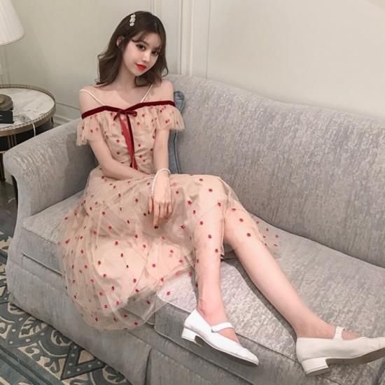 ワンピース ドレス オフショルダー セクシー フェミニン 韓国 6a59e9bd80448c44ac9e07dac13e0c