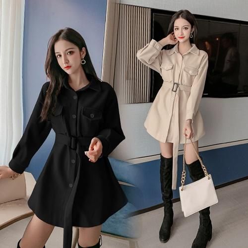 ワンピース 出来る女を演出できるトレンチ風の可愛いワンピース 韓国 ワンピース ドレス 通販レディースmarron マロン ワンピース 出来る女を演出できるトレンチ風の可愛いワンピース 韓国 ワンピース ドレス 通販レディースmarron マロン