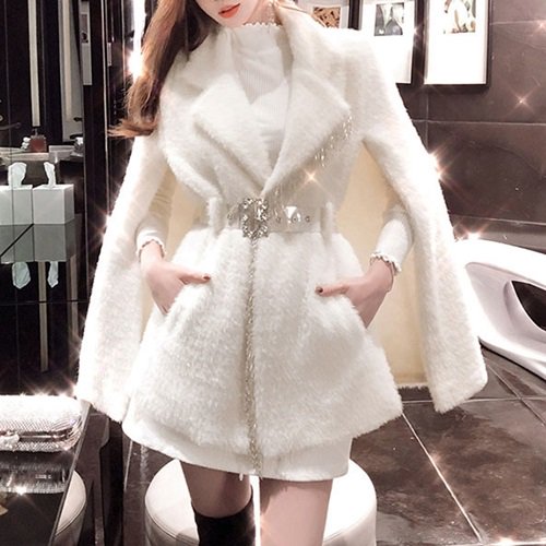 韓国❤️ファーコート　毛皮　アウター　ロングコート マント　大人綺麗め　女子