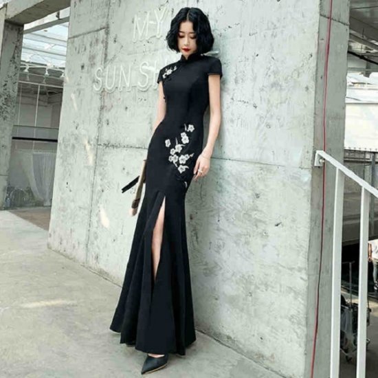 韓国 服 レディース ワンピース 黒 ドレス ロングスカート 黒 ロングワンピ