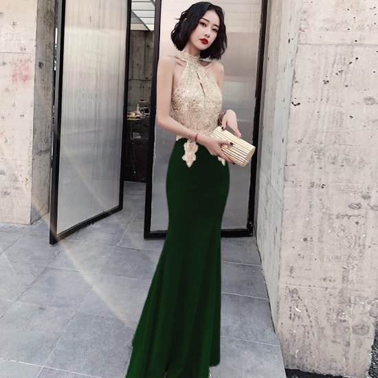 イブニングドレス 韓国パーティードレス　胸元カットがセクシーなビジューデザインワンピース|韓国 ワンピース ドレス 通販レディースMarron(マロン)