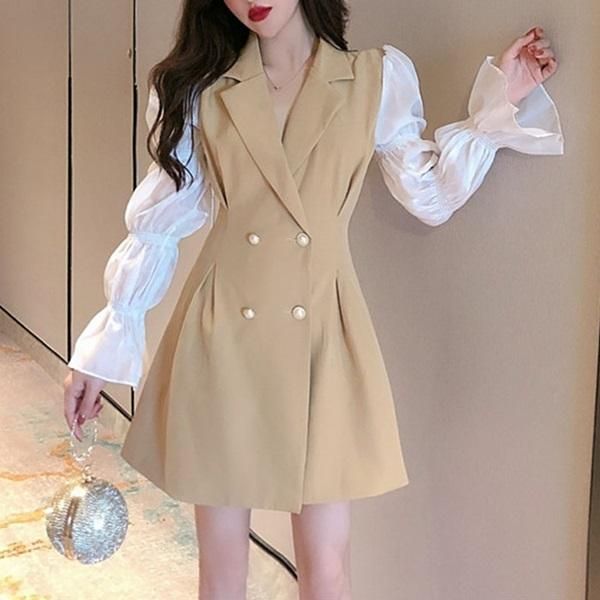 ワンピース ウエストのシルエットがキレイな可愛いコンビワンピース 韓国 ワンピース ドレス 通販レディースmarron マロン ワンピース ウエストのシルエットがキレイな可愛いコンビワンピース 韓国 ワンピース ドレス 通販レディースmarron マロン