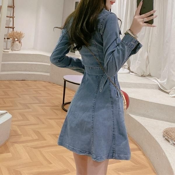 ワンピース ふんわり広がるAラインが可愛い！ シンプルデニム