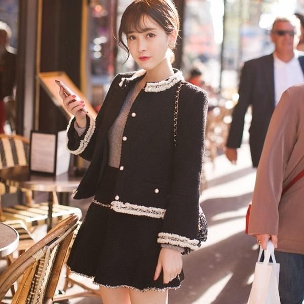 セットアップ レディライクなコーデが完成 ジャケット スカートの可愛いツーピース 韓国 ワンピース ドレス 通販レディースmarron マロン