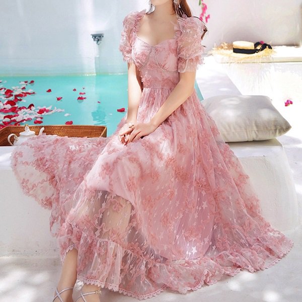 ワンピース お姫様のようなふんわりシルエットの可愛いお呼ばれワンピース 韓国 ワンピース ドレス 通販レディースmarron マロン