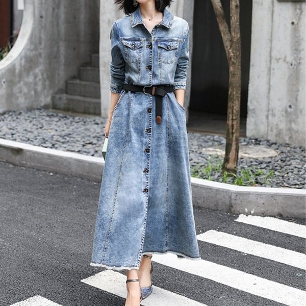ワンピース カットオフデザインでこなれ感溢れる可愛いデニムワンピース|韓国 ワンピース ドレス 通販レディースMarron(マロン)