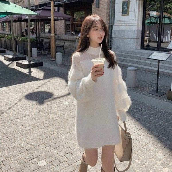 ワンピース ふわふわモヘアの可愛い韓国ルーズニットワンピース|韓国 ワンピース ドレス 通販レディースMarron(マロン)