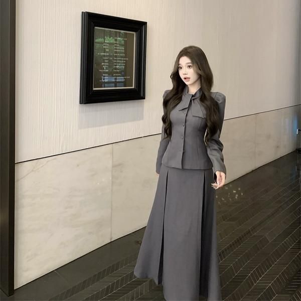 【韓国ブランド】ジャケットロングスカートツーピースセットN322 af58e07c3906be5b960b7504fe2496