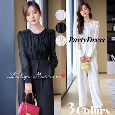 韓国パーティードレス❤ペプラムブラウスとパンツの可愛いセットアップ 966718