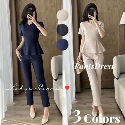 韓国パーティードレス❤ペプラムブラウスとパンツの可愛いツーピース 966731