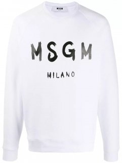 MSGM White Artist Logo Sweatshirt White