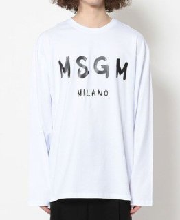 MSGM Logo LS TEE White
