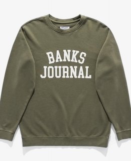 <img class='new_mark_img1' src='https://img.shop-pro.jp/img/new/icons5.gif' style='border:none;display:inline;margin:0px;padding:0px;width:auto;' />BANKS JOURNAL DEFENSE CREW SWEAT FLEECE Army