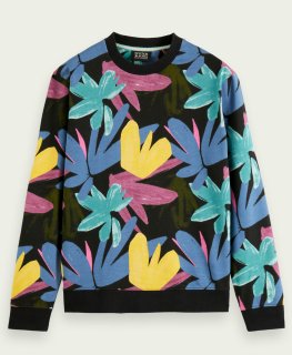 Printed crewneck organic cotton sweatshirt