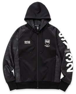 <img class='new_mark_img1' src='https://img.shop-pro.jp/img/new/icons15.gif' style='border:none;display:inline;margin:0px;padding:0px;width:auto;' />DOUBLE KNIT EMBOSS CAMO SHIELD LOGO ZIP HOODIE BlackWhite