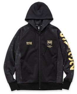 <img class='new_mark_img1' src='https://img.shop-pro.jp/img/new/icons15.gif' style='border:none;display:inline;margin:0px;padding:0px;width:auto;' />DOUBLE KNIT EMBOSS CAMO SHIELD LOGO ZIP HOODIE BLACK×GOLD