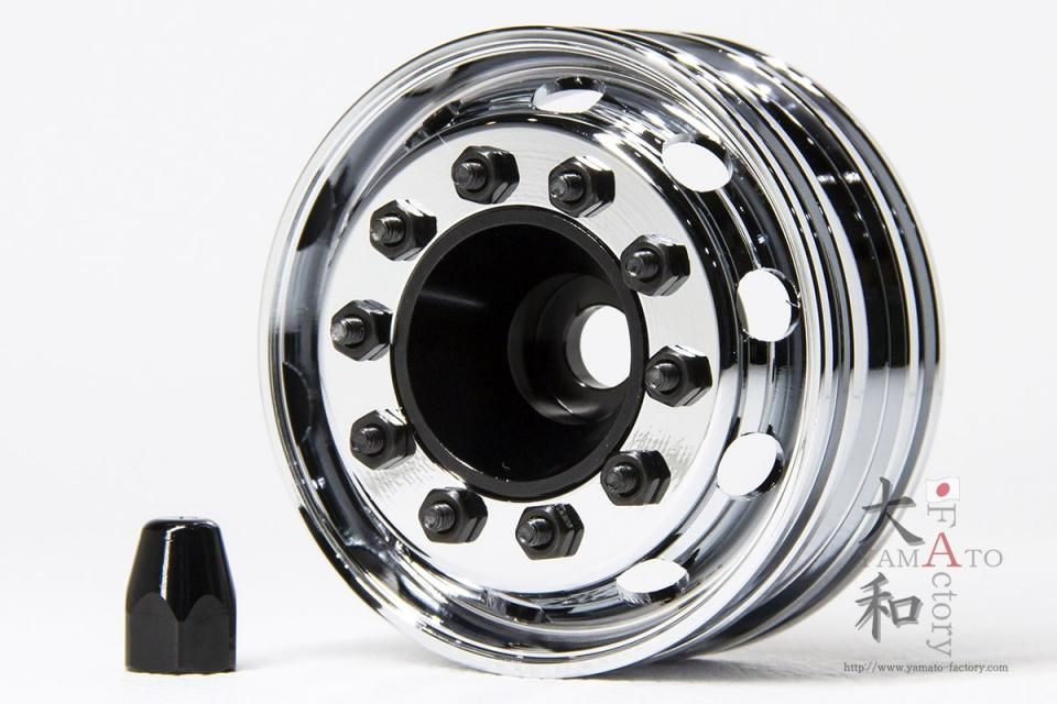週末限定ンセール タミヤ1/14トラック用 フロントメッキアルミホイール WH8803EL ホビーラジコン