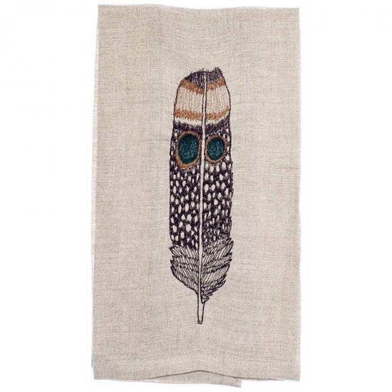 OWL FEATHER TEA TOWEL 刺繍 ティータオル 羽 -Coral & Tusk（コーラル ...