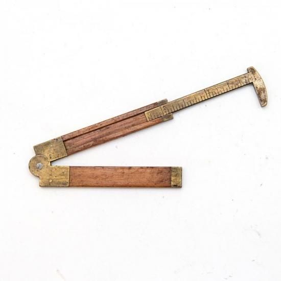 ヴィンテージ　英国製 木製折り畳み式定規 ルーラー　ツゲ×真鍮 Vintage Durall Folding Wood Ruler With Metal Hinge Tools