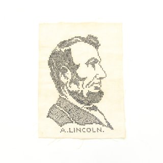 ヴィンテージ 刺繍 布製 アート リンカーン
