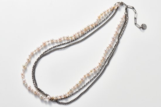 BUNDLED CHAINS-NECKLACE WITH AKOYA PEARL