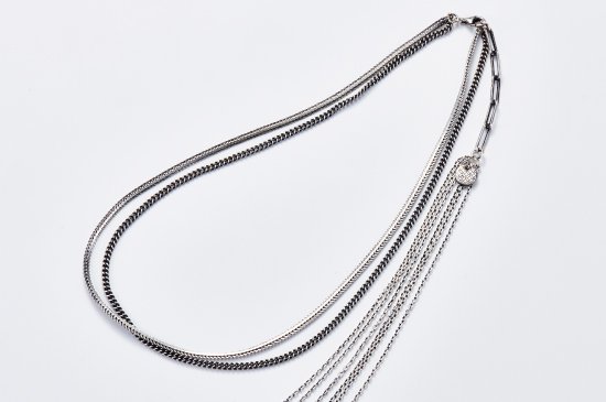 DOUBLE LAYERS NECKLACE WITH FRINGED CHAINS / TYPE-A