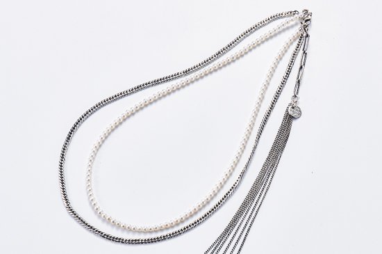 DOUBLE LAYERS NECKLACE WITH FRINGED CHAINS / TYPE-B