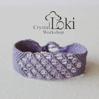 クラック水晶紫手編みブレスレット