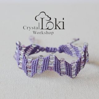 フローライト紫手編みブレスレット
