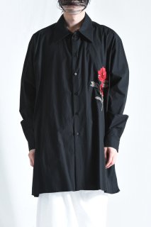 Embroidery Old Cotton LS Big Shirt black