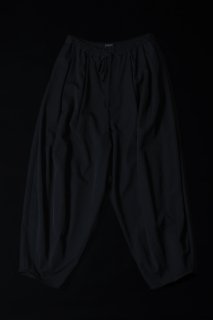 Wool Gabardine 3 Tuck Cocoon Pants black
