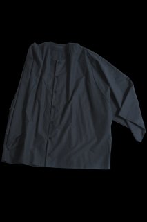 Old Cotton No Collar KIMONO-Sleeve Shirt black