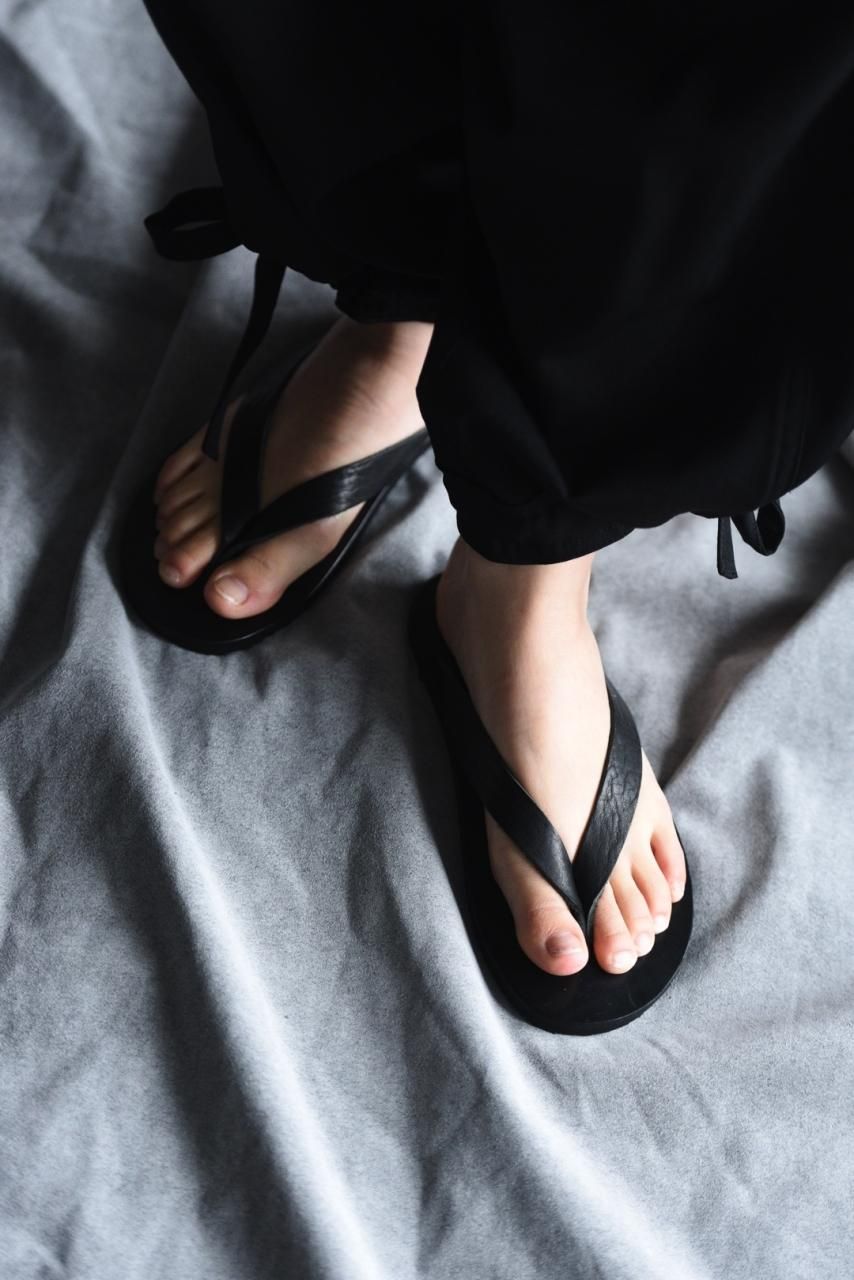 日本製 BISHOOL : leather beach sandal 黒 40 - サンダル