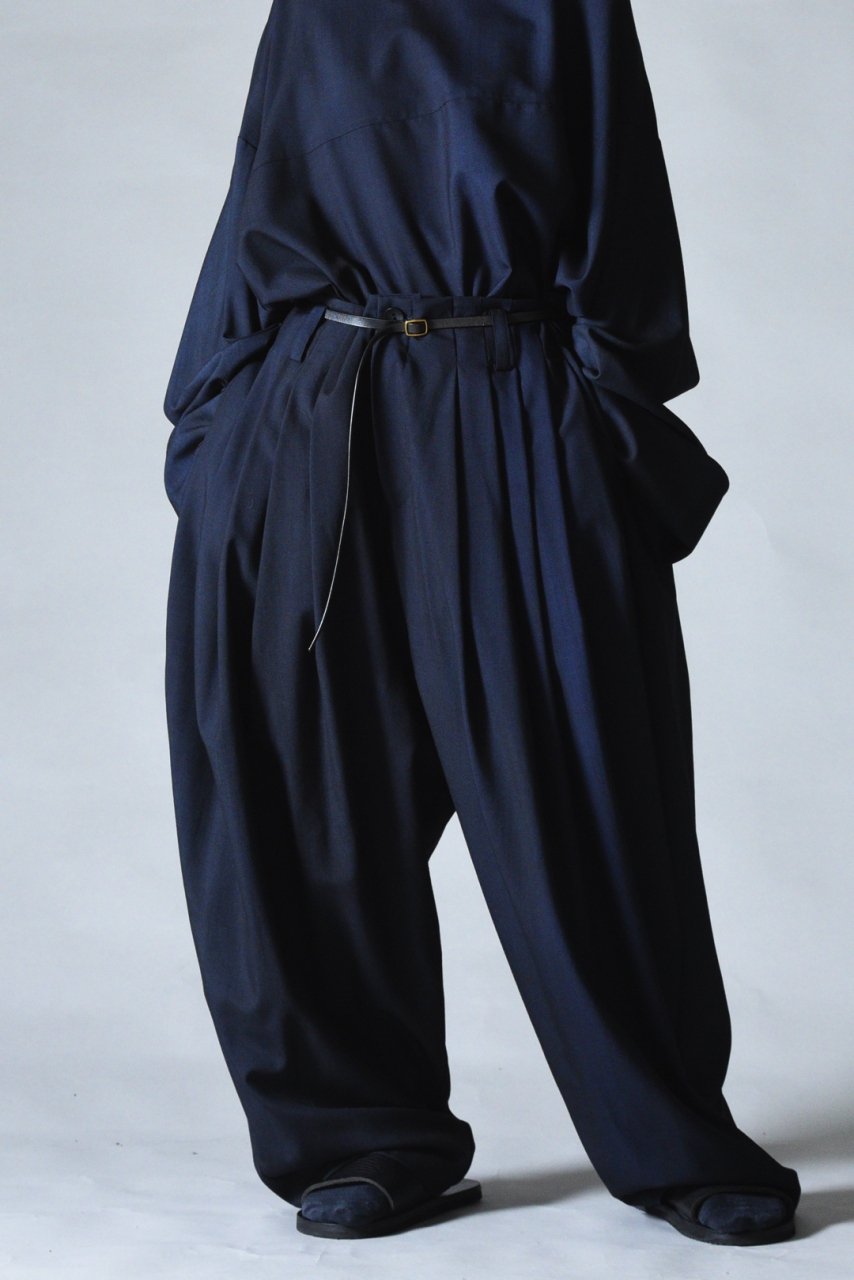 Urban Wool 10 Tuck Big Pants black×blue - BISHOOL