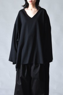 Wool Gabardine TSUNE-GI Big-T -long sleeve- black