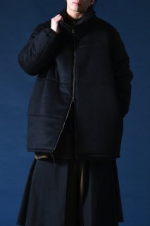 Angora Wool High-Neck Padded Coat