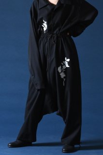 Embroidery Wool Gabardine Sarouel Balloon Pants --