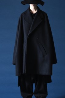 Melton Flow Slit Coat black