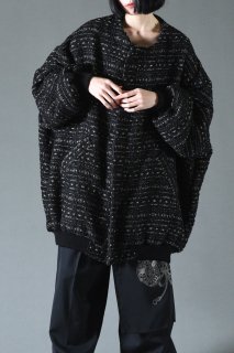 Wool Tweed Bomber Jacket black mix