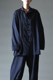 Urban Wool Leather Piping China Jacket blackblue