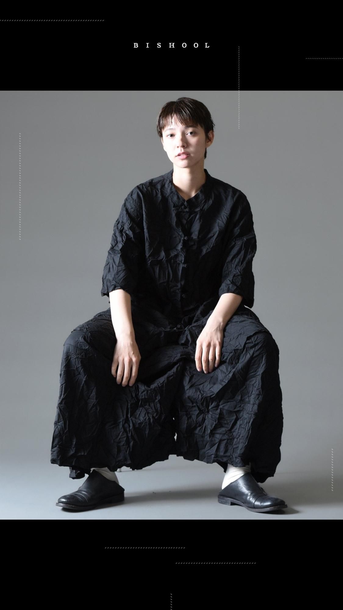 Wrinkled Wool Gabardine China Big Shirt - BISHOOL Wrinkled Wool Gabardine China Big Shirt - BISHOOL