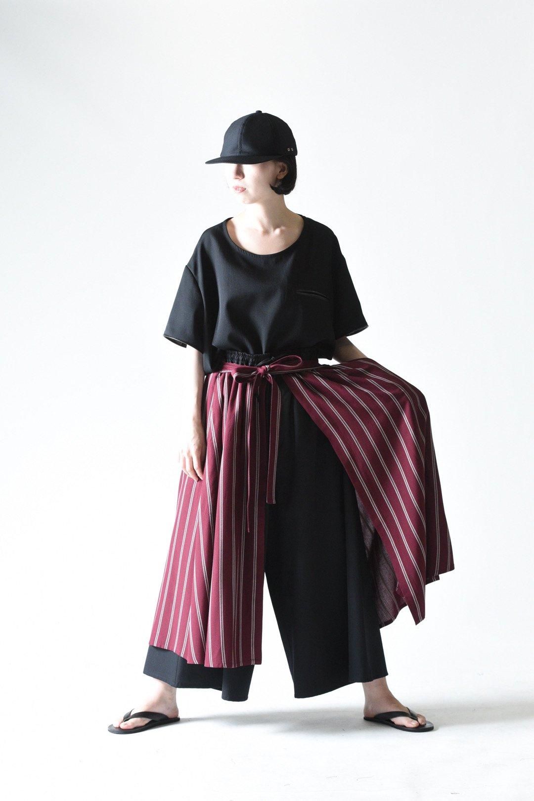 Wool Gabardine Layered 袴 Pants- Bishu Rayon Dobby- - BISHOOL