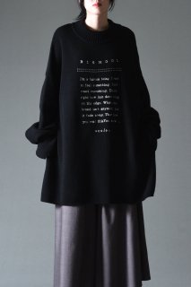 Message Embroidery Big Knit Fukushima Lamb Wool black