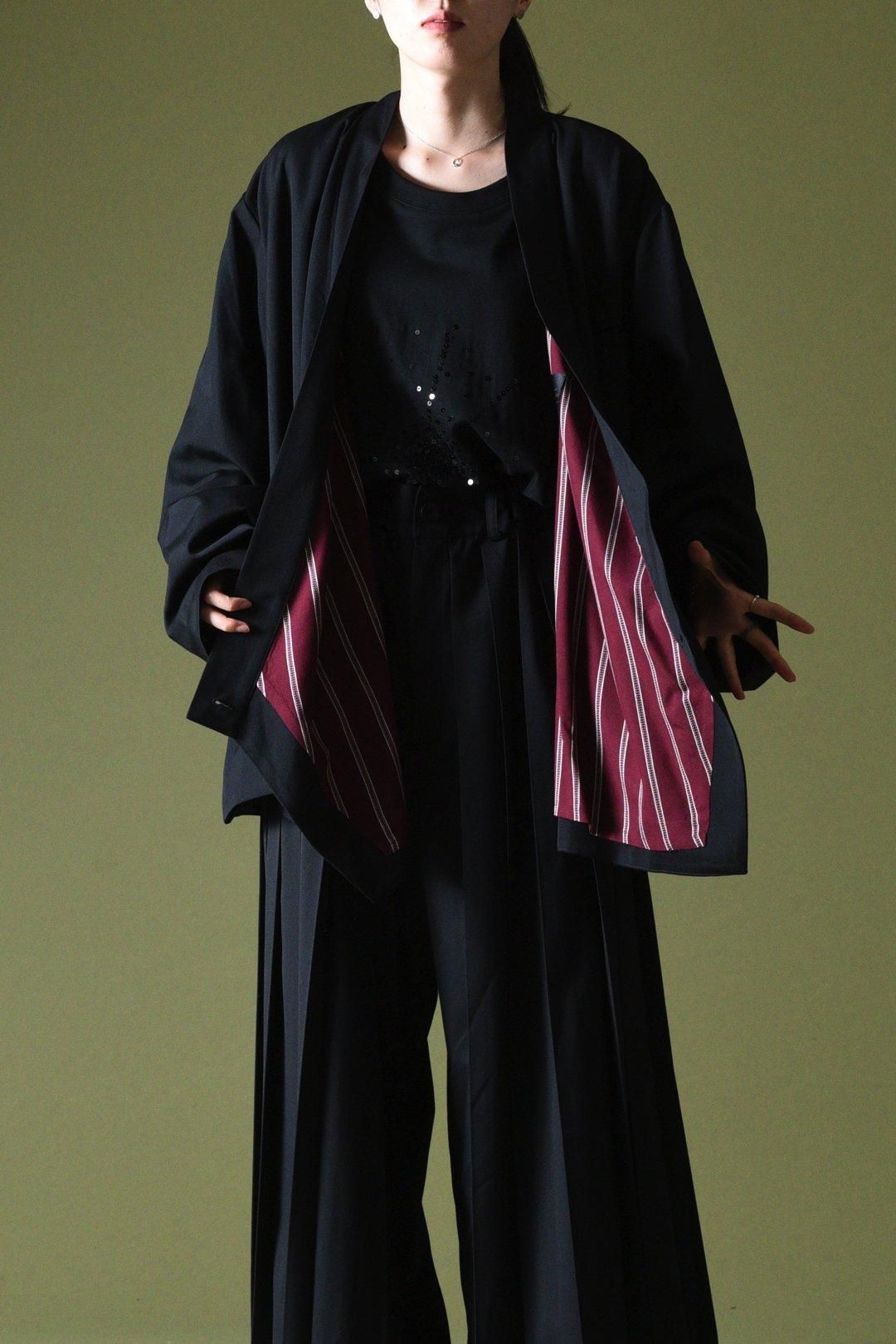 Wool Gabardine KIMONO Drape Jacket - BISHOOL Wool Gabardine KIMONO Drape Jacket - BISHOOL