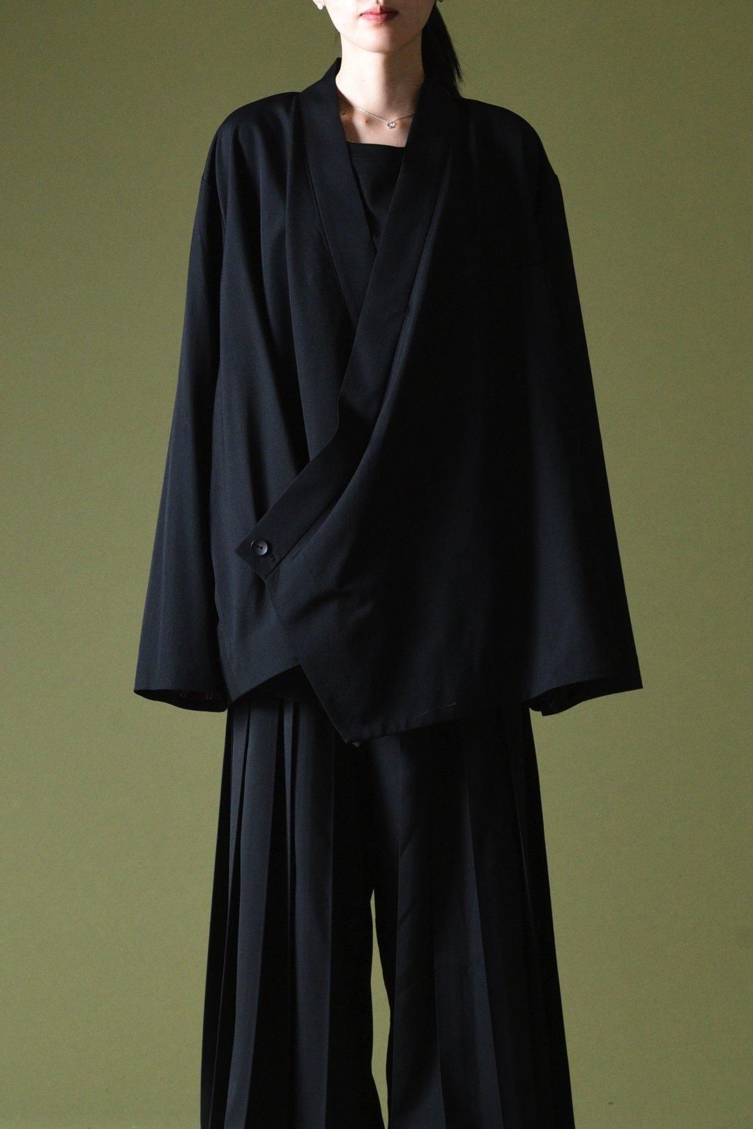 Wool Gabardine KIMONO Drape Jacket - BISHOOL