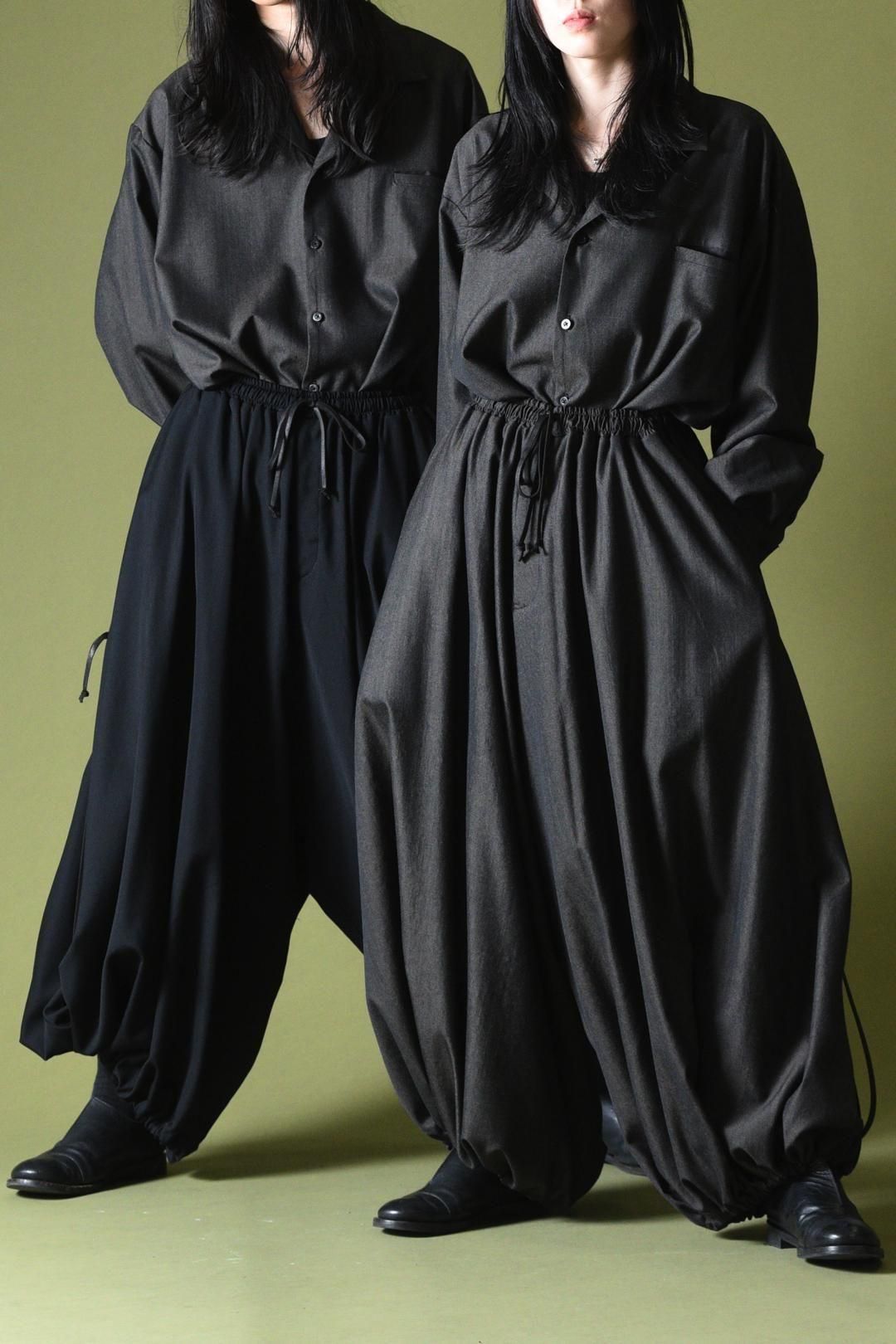 Wool Gabardine 袴 Balloon Pants ash beige - BISHOOL