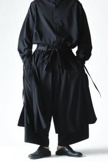 Wool Gabardine Rope Layered  black
