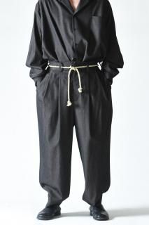 Wool Gabardine  Wide Slacks ash beige
